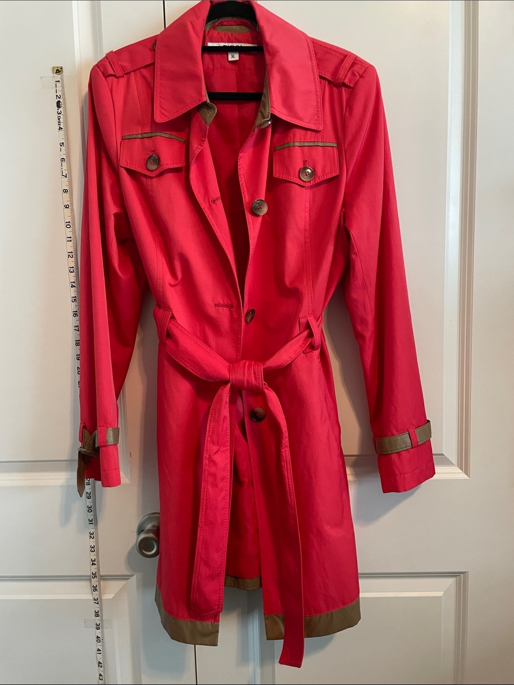 Women’s Red Trench Coat with Belt